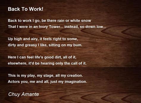 Back To Work Back To Work Poem By Chuy Amante