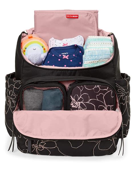 Skip Hop Forma Diaper Bag Backpack Black Mauve Floral Stitch Formă Blog