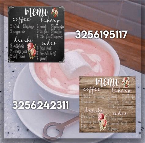 Menu For A Bakery Cafe In 2021 Bloxburg Decal Codes Bloxburg Decals
