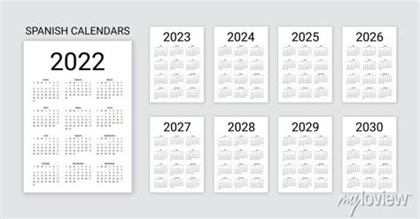 Spanish Calendar 2022 2023 2024 2025 2026 2027 2028 2029 • Wall