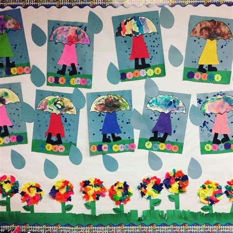 April Showers Bring May Flowers Bulletin Board Kindergarten Art