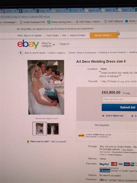 scorned bride sells wedding dress on ebay to fund divorce