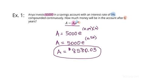 Finding The Final Amount For A Word Problem On Continuous Compound Interest Precalculus