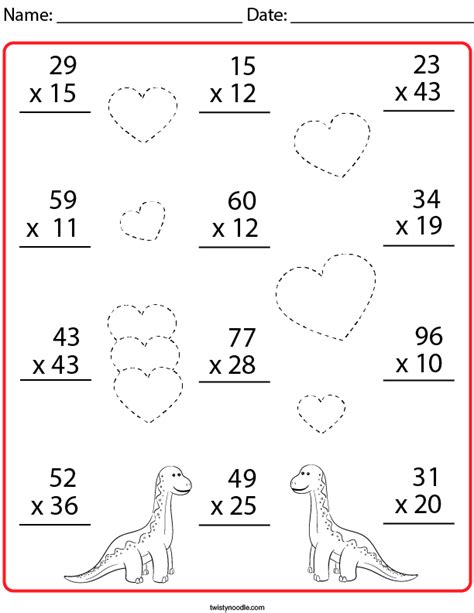 Multiplication 2 Digit By 2 Digit Math Worksheet Twisty Noodle