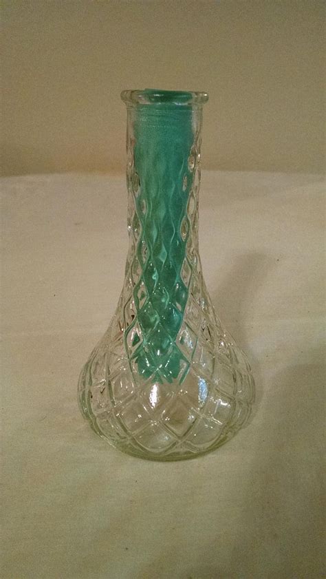 Vintage Hoosier Clear Glass Vase With Diamond Pattern Etsy Clear