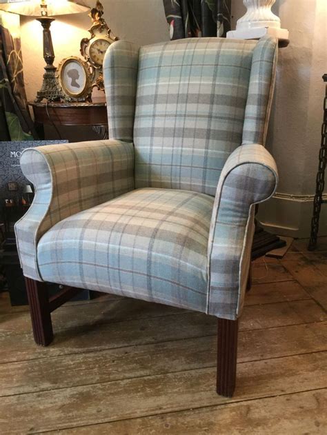 Hoboken 38'' wide tufted armchair. Sandersons Fire Side/Wing Back Chair In Finest Wool Check ...