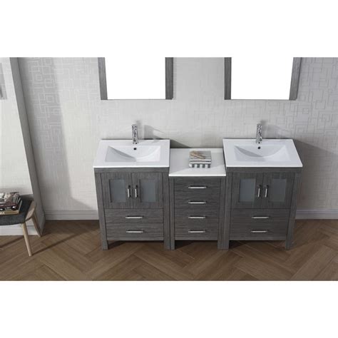 Sears has full vanities with single or double sinks that are ready to be installed and revitalize any bathroom in your home. Dior 66" Double Bathroom Vanity Cabinet Set in Zebra Grey
