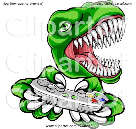 Dinosaur Gamer Video Game Controller Mascot By Atstockillustration 1748333