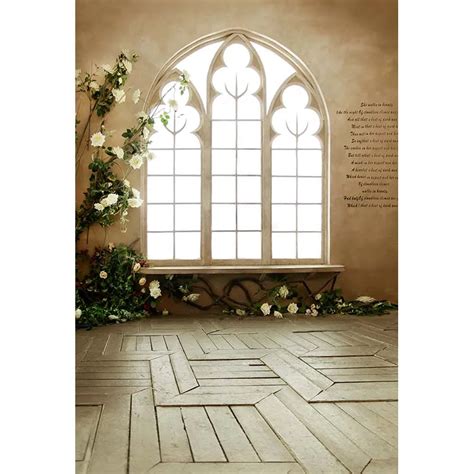 Mehofoto Vinyl Photography Background Vintage Castle Window Flower