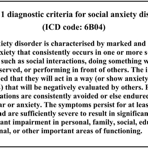 Dsm V Diagnostic Criteria For Social Anxiety Disorder Social Phobia