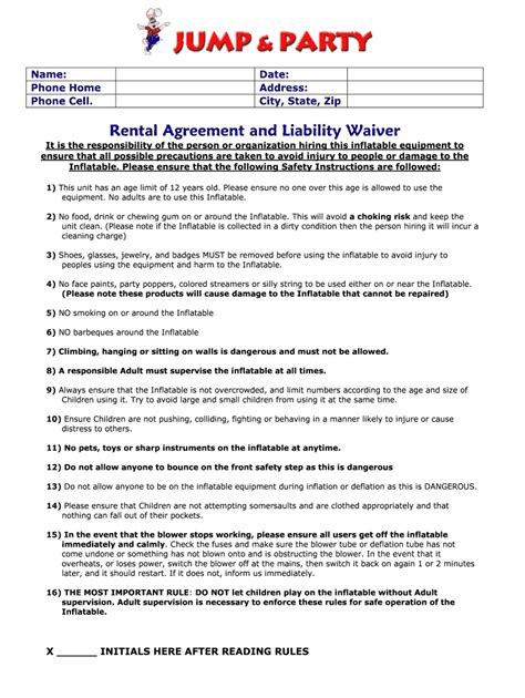 Printable Bounce House Waiver Complete Bounce House Waiver Form Online