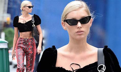 Elsa Hosk Shows Off Her Taut Midriff In Velvet Crop Top As She Hits The