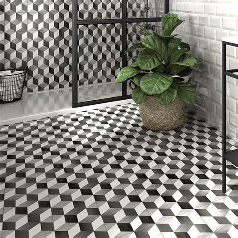 Cube Grey Patterned Porcelain Floor Tiles Porcelain Flooring Tile