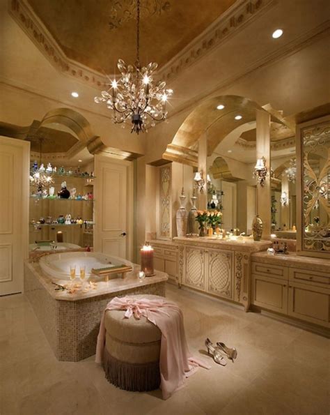 Romantic And Elegant Bathroom Design Ideas With Chandeliers 61