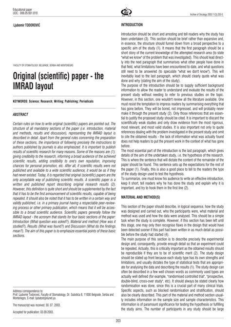 For example, the following structure is used for economic disciplines Sample Thesis Using Imrad Format Pdf - Thesis Title Ideas ...