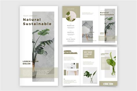 Free Vector Trifold Brochure With Natural Sustainable Plants