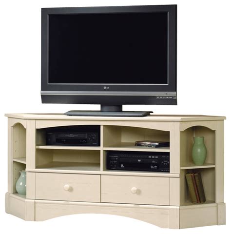 Vintage custom made l shaped corner cabinet credenza. Sauder Harbor View Corner Entertainment Credenza in ...