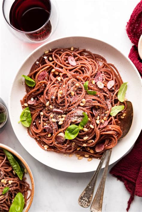 Creamy Red Wine Spaghetti With Pine Nuts Quick And Easy Fork In The