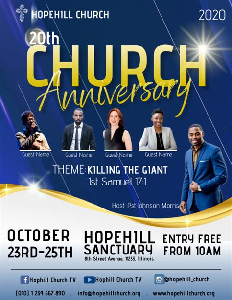 Church Anniversary Flyer Template Postermywall