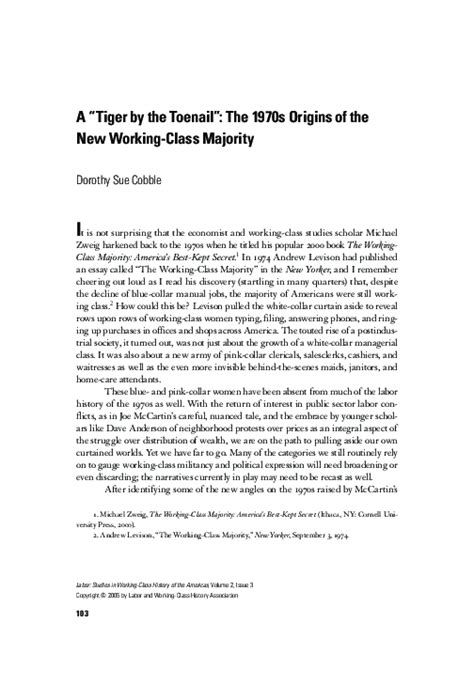 pdf a “tiger by the toenail” the 1970s origins of the new working class majority dorothy