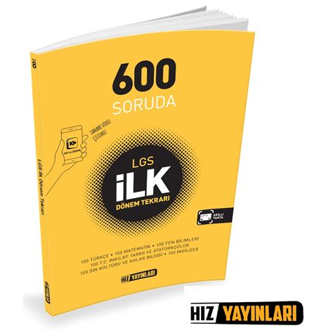 HIZ YAYINLARI 8 SINIF LGS 600 SORUDA İLK DÖNEM TEKRARI 2020 Fiyatları