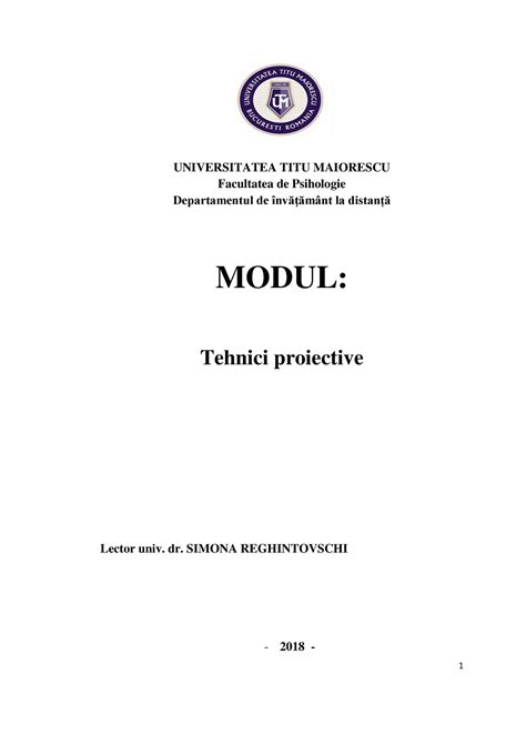 Tehnici Proiective Universitatea Titu Maiorescu Facultatea De