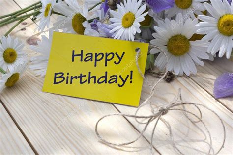 Happy Birthday Card With Daisies Stock Photo By ©marripopins 74353029