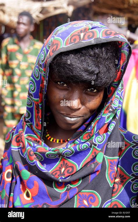 Portrait Of A Beautiful Fulani Girl In Gorom Gorom Burkina Faso Stock