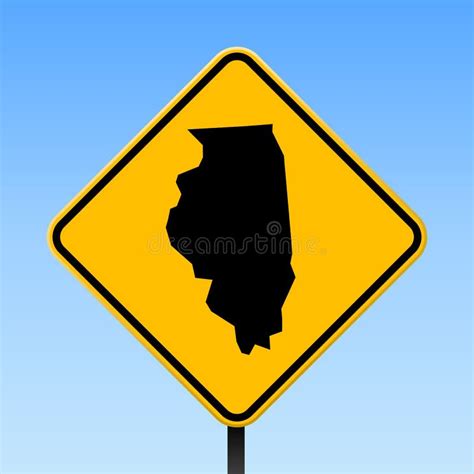 Illinois Map On Road Sign Stock Vector Illustration Of Sightseeing