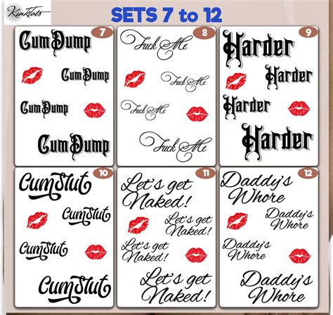 Sets Of Kinky Adult Temporary Tattoos Tramp Stamps Fetish Etsy Uk