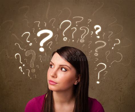 Girl With Question Mark Symbols Around Her Head Stock Photo Image Of
