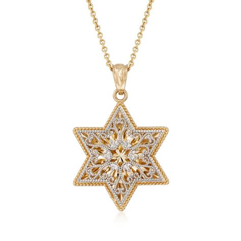 14kt Two Tone Gold Star Of David Pendant Necklace 18 Ross Simons