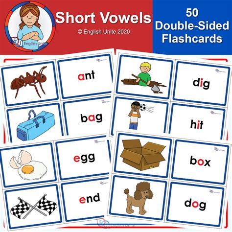 Flashcards Short Vowels English Unite