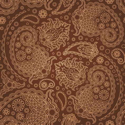 Set Of Brown Paisley Patterns Vector Material 04 Free Download