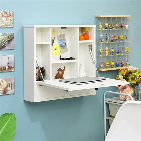 Ifanny Wall Mounted Desk Wall Computer Desk Wstorage Drawer And Shelves