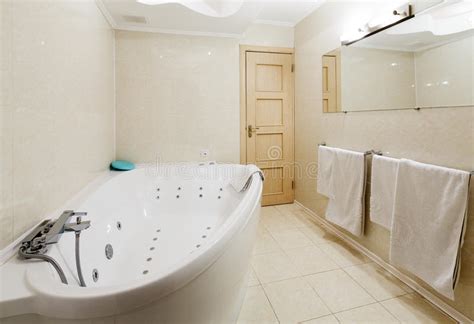 Interior Of A Modern Hotel Bathroom Jacuzzi Stock Photo