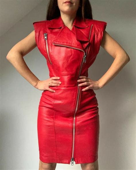Pin By Helgey On Sexy Red Leather Leather Dresses Red Leather Dress