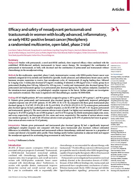 Pdf Efficacy And Safety Of Neoadjuvant Pertuzumab And Trastuzumab In