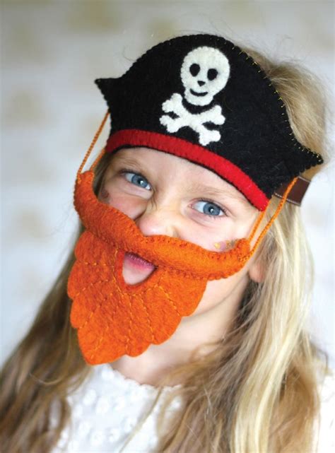 Sew Heart Felt Pirate Hat And Bushy Beard Scandi Mini Pirate Dress Up