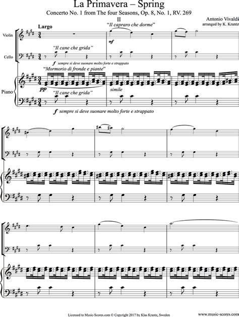 Vivaldi Op8 No1 The Four Seasons Spring 2nd Mt Violin Cello Piano