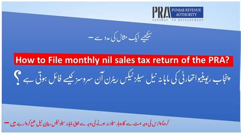 How To File Pra Monthly Nil Sales Tax Return Punjab Revenue Authority