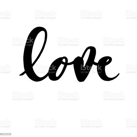 Love Handwritten Lettering On White Background Stock Illustration