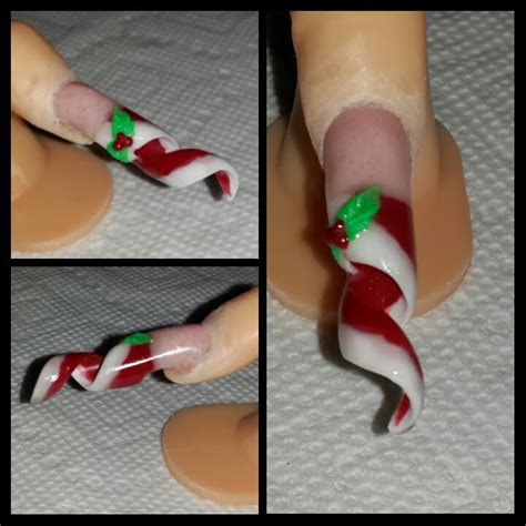 spiral candy cane christmas nail art acrylic nail tutorial youtube