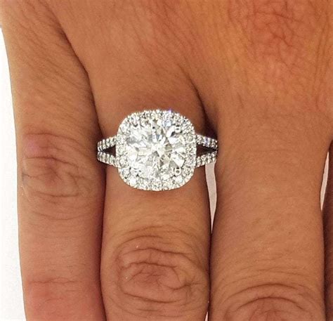 Round cut diamond solitaire engagement ring 0.96ct j/si2 gia. 3.50 Ct Round Cut Cushion Halo Diamond Engagement Ring