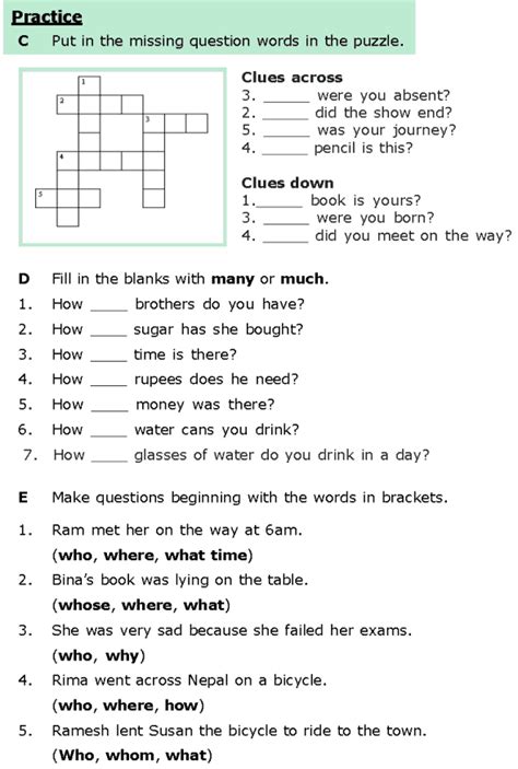 English Worksheets With Answers