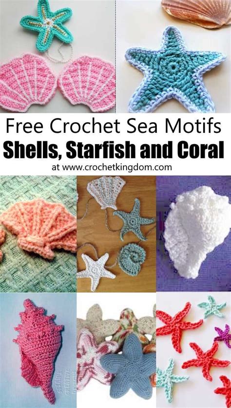 Crochet Sea Motifs Shells Starfish And Coral Free Crochet Patterns