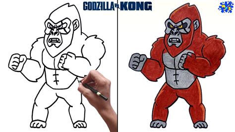 How To Draw King Kong Step By Step Godzilla Vs Kong Youtube