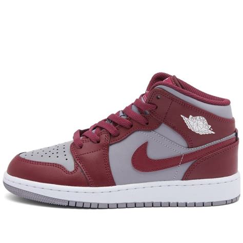 Air Jordan 1 Mid Gs Cherrywood Red And White End Uk