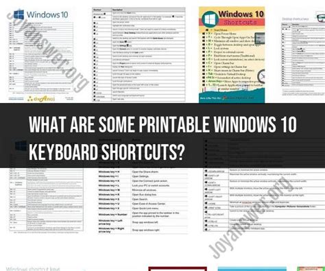 Printable Windows 10 Keyboard Shortcuts Cheat Sheet