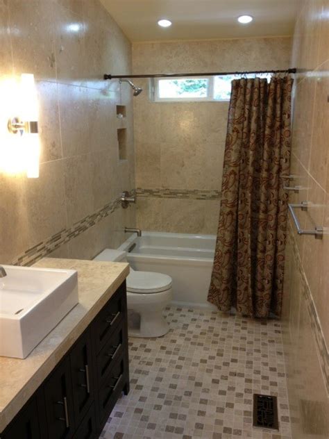 Ivory tumbled travertine random strip mosaic tile. Noce and Ivory Mix 2x2 Tumbled Travertine Mosaic Guest ...
